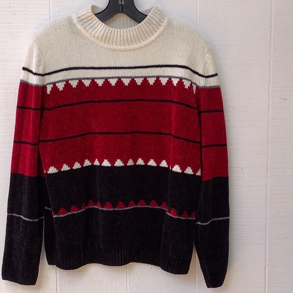 Alfred Dunner Sweater Red Black Large